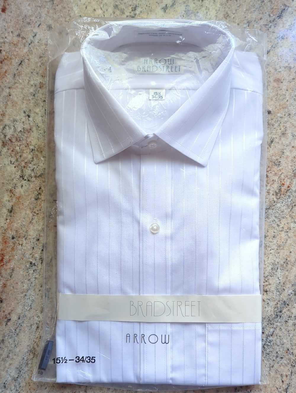 New Arrow Bradstreet White Men's Dress Shirt - Classic Stripe